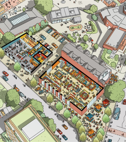 artists impression of the redeveloped site
